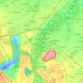 Grevenbroich topographic map, elevation, terrain