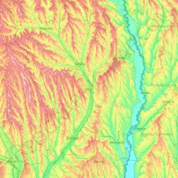 Vaslui topographic map, elevation, terrain