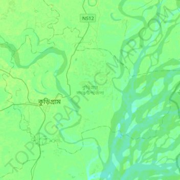 Kurigram Sadar Upazila topographic map, elevation, terrain