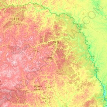 Daxing'anling Prefecture topographic map, elevation, terrain