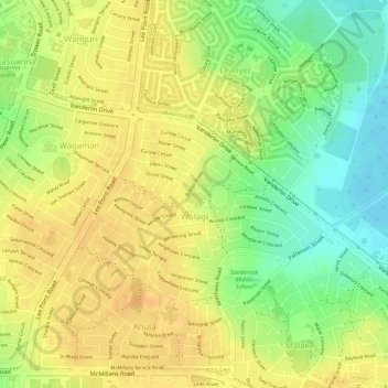 Wulagi topographic map, elevation, terrain