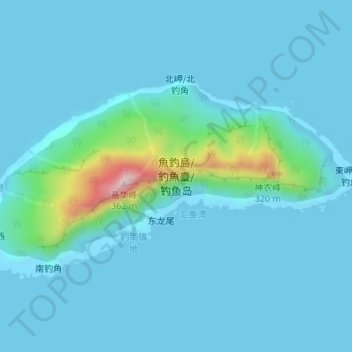 Diaoyu Island;Uotsurijima Island topographic map, elevation, terrain