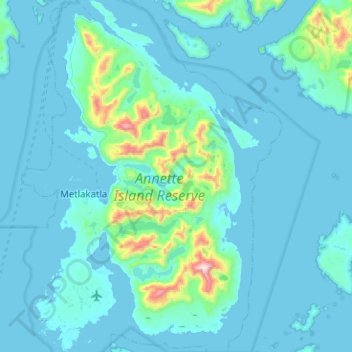 Annette Island topographic map, elevation, terrain