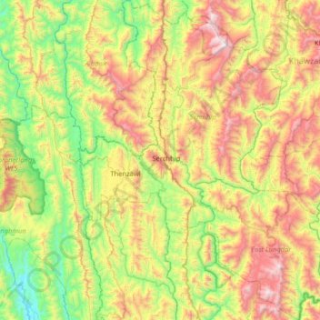 Serchhip topographic map, elevation, terrain