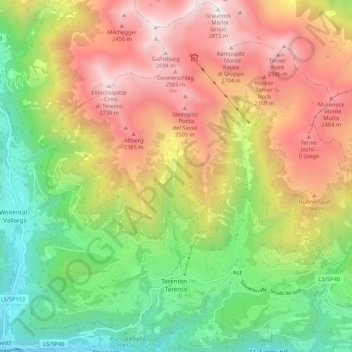 Terenten - Terento topographic map, elevation, terrain