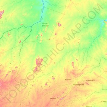 Montepuez topographic map, elevation, terrain