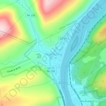 Shickshinny topographic map, elevation, terrain
