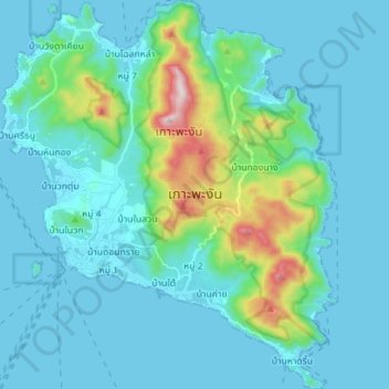 Ko Pha Ngan topographic map, elevation, terrain