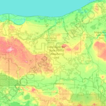 Luce County topographic map, elevation, terrain