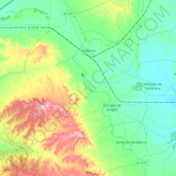 Tardienta topographic map, elevation, terrain
