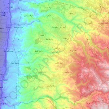 Koorah Sub-District topographic map, elevation, terrain