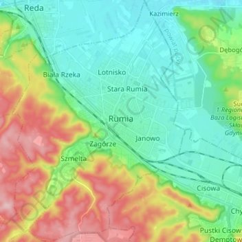 Rumia topographic map, elevation, terrain