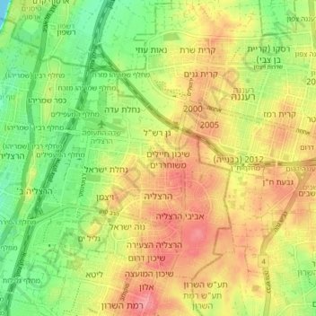 Herzliya topographic map, elevation, terrain