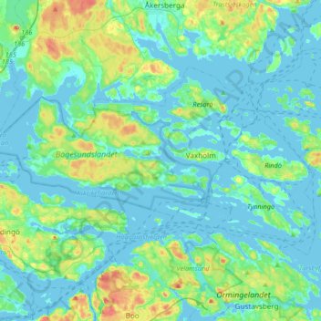 Vaxholms kommun topographic map, elevation, terrain