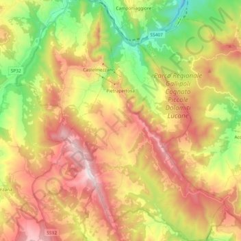 Pietrapertosa topographic map, elevation, terrain