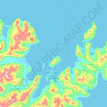 Unalaska topographic map, elevation, terrain