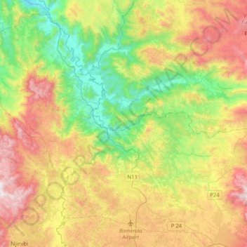 Bafut topographic map, elevation, terrain