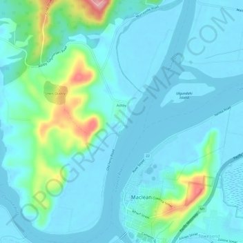 Ashby topographic map, elevation, terrain
