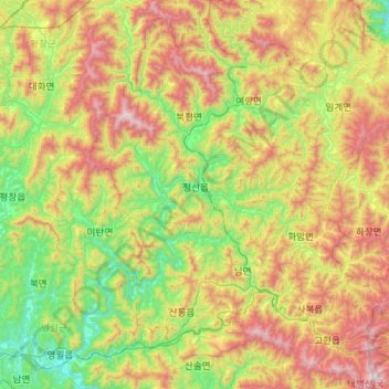 Jeongseon-gun topographic map, elevation, terrain