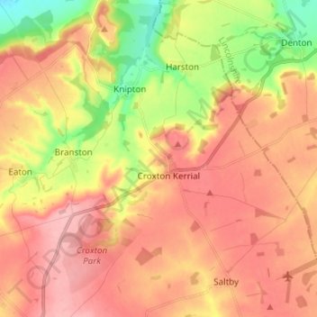 Croxton Kerrial topographic map, elevation, terrain