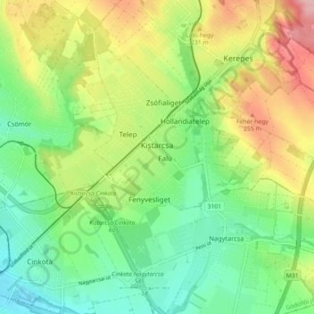 Kistarcsa topographic map, elevation, terrain