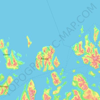 Skjervøy topographic map, elevation, terrain
