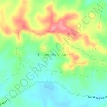 Tallwoods Village topographic map, elevation, terrain