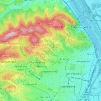 Döbling topographic map, elevation, terrain