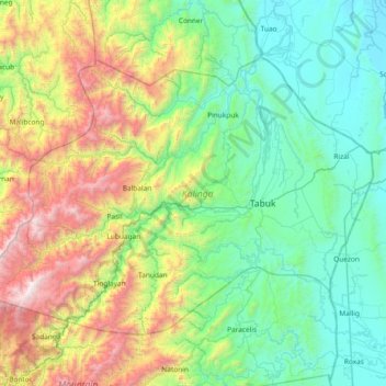 Kalinga topographic map, elevation, terrain