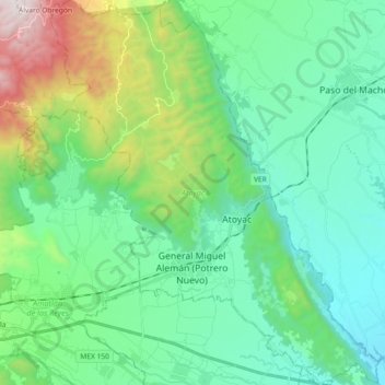Atoyac topographic map, elevation, terrain