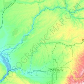 Walla Walla County topographic map, elevation, terrain