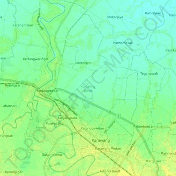 Karawang Barat topographic map, elevation, terrain