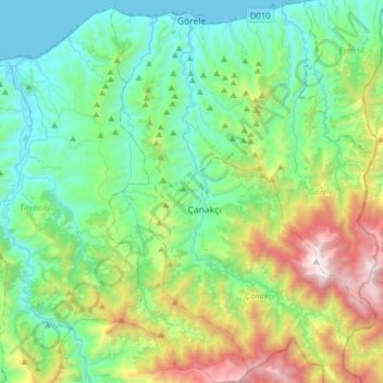 Görele topographic map, elevation, terrain