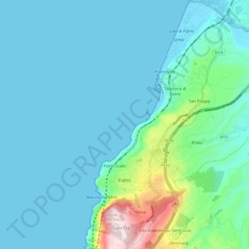 Palmi topographic map, elevation, terrain