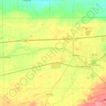 Town of Batavia topographic map, elevation, terrain