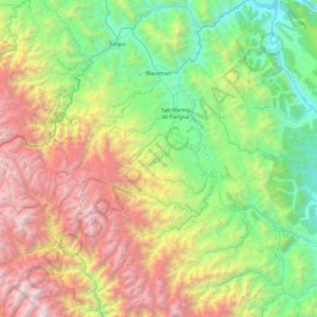 Mazamari topographic map, elevation, terrain