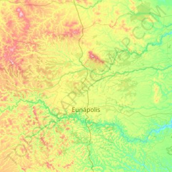 Eunápolis topographic map, elevation, terrain