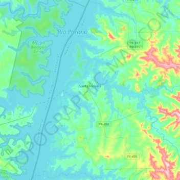 Santa Helena topographic map, elevation, terrain