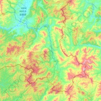 Mohan topographic map, elevation, terrain