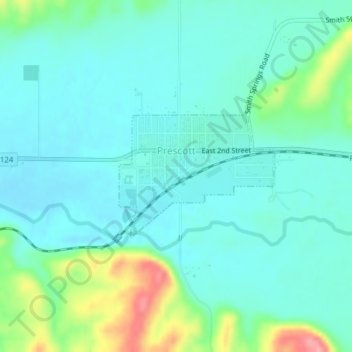 Prescott topographic map, elevation, terrain