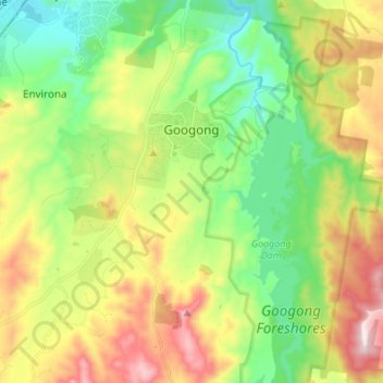 Googong topographic map, elevation, terrain