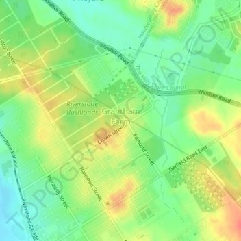 Grantham Farm topographic map, elevation, terrain