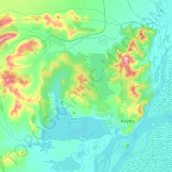 городское поселение Амурск topographic map, elevation, terrain