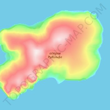 остров Рудольфа topographic map, elevation, terrain