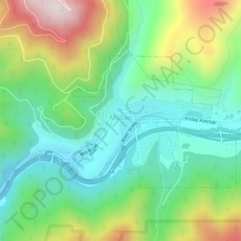 Mullan topographic map, elevation, terrain