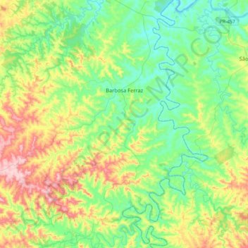 Barbosa Ferraz topographic map, elevation, terrain