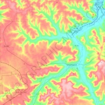 Keating Township topographic map, elevation, terrain