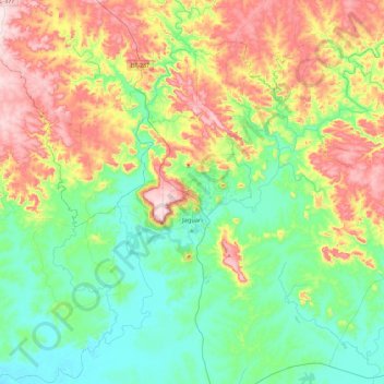 Jaguari topographic map, elevation, terrain