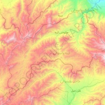 Azra topographic map, elevation, terrain