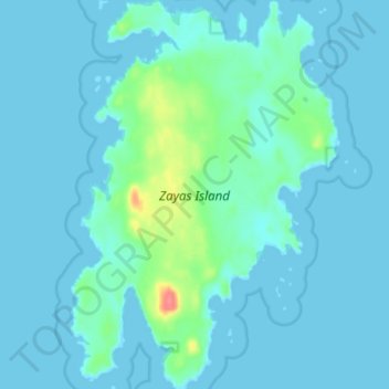 Zayas Island topographic map, elevation, terrain